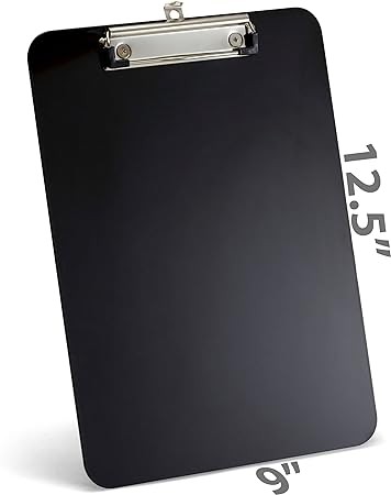 Officemate Magnetic Clipboard with Low Profile Clip, Black, Recycled Plastic (83215)