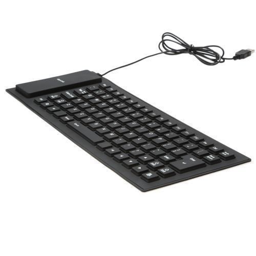 Original Accessories USB Flexible Foldable Silicone Gel Keyboard for PC - Black