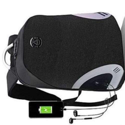 Waterproof Laptop Bag with USB Port - Black