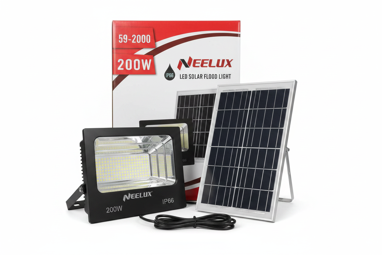 Neelux 59-2000 200W LED Solar Flood Light - IP66 Waterproof White