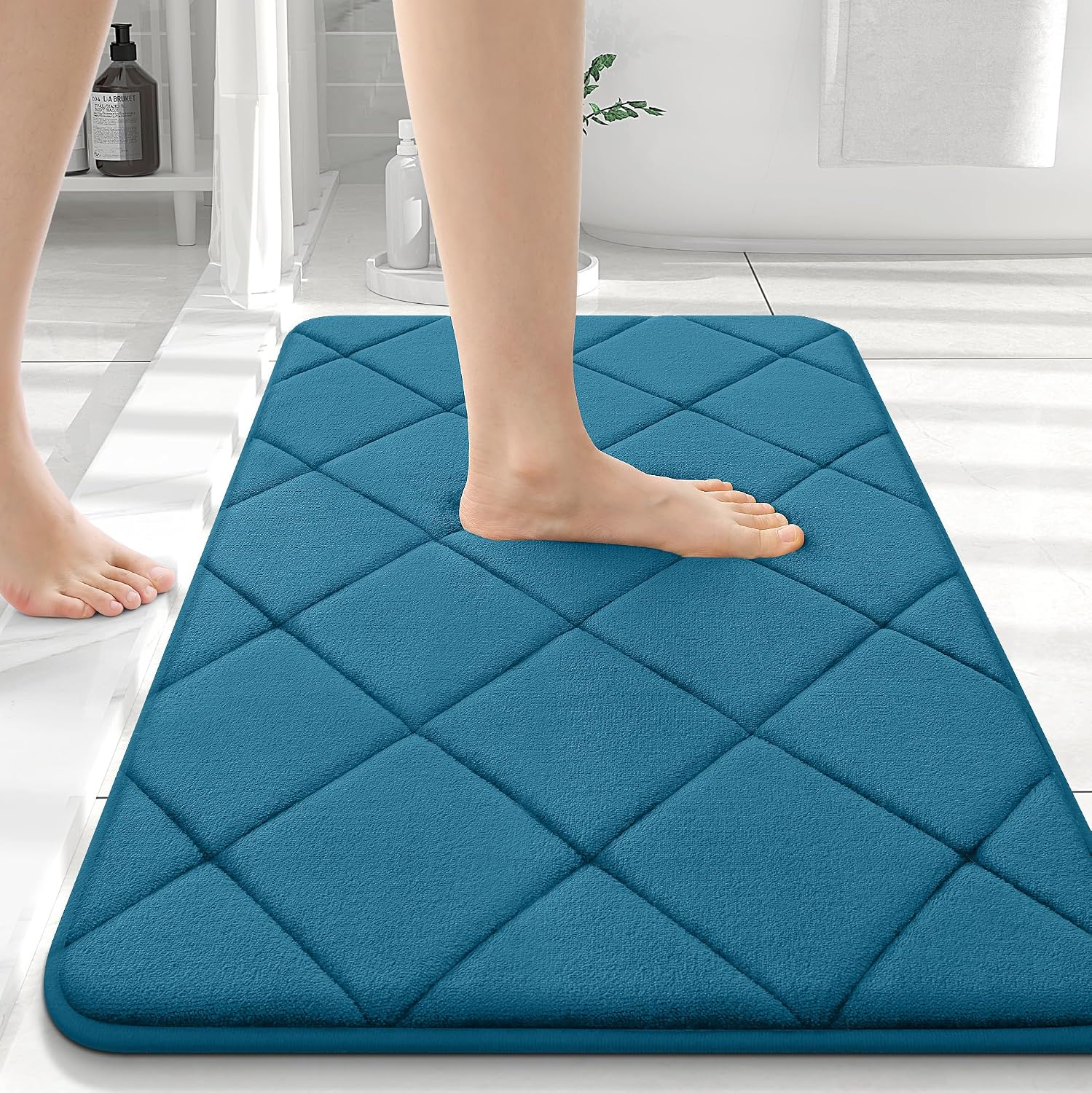 Bath Mat - Memory Foam - Blue