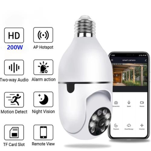 HD 200W Smart Bulb wifi Security Camera