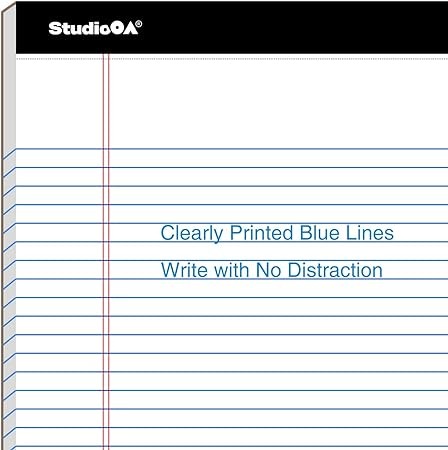 Legal Pad, WHITE (6pk 8.5 x 11 NARROW RULED) 50 Sheets of 56gsm Paper per Notepad, Micro Perforated Writing Pad, Notebook Paper for School, College, Office, Business