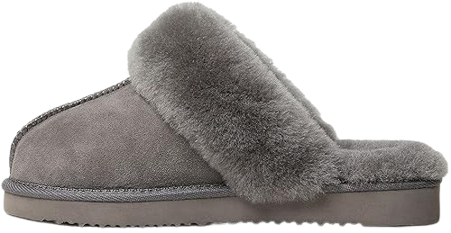 Dearfoams Women's Fireside Sydney Shearling Fur Indoor/Outdoor Scuff Slipper with Wide Widths