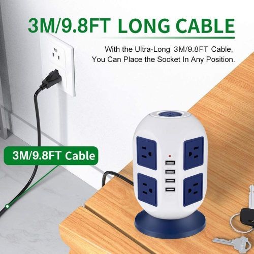 8-Outlet Tower Surge Protector with 4 USB Ports