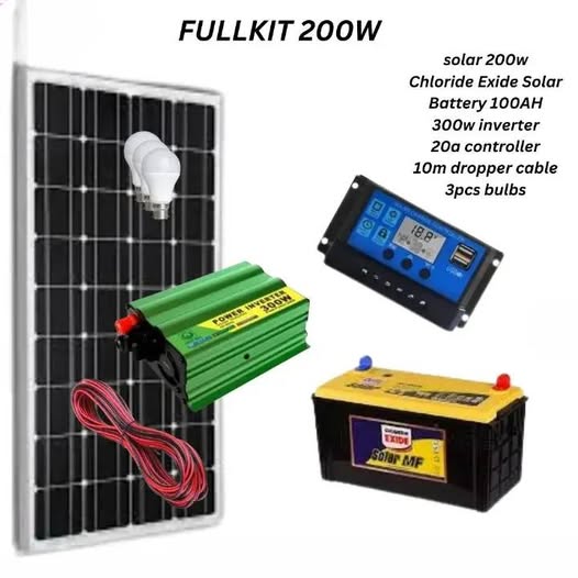Generic Solar Home System Kit - 200W Panel + Inverter + Battery