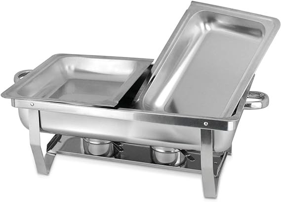 Stainless Steel Food Warmer Buffet Dish Catering Pan, Buffet Heater Stainless Steel Chafing Dish with Food Pans Fuel Holders, for Catering Buffet(Color:Three Grid)