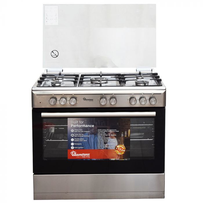 Ramtons 5 Burner Gas Cooker - Silver