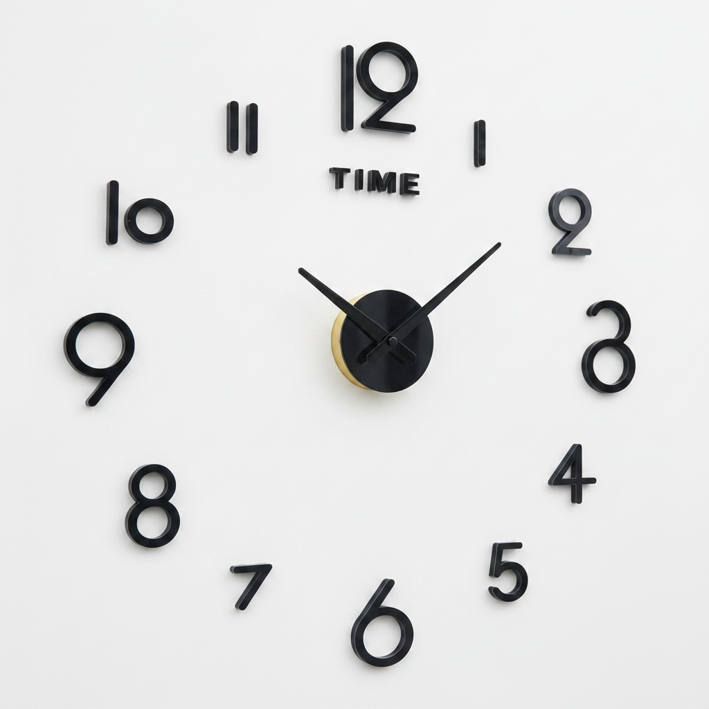 3D Frameless DIY Wall Clock – Black