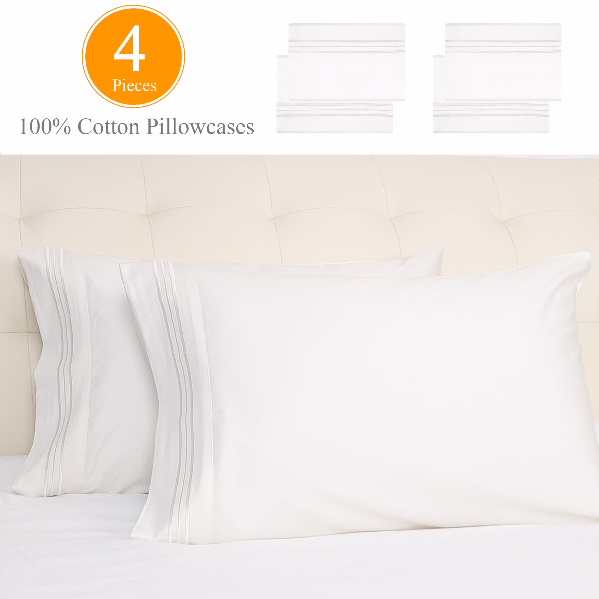 Pillow Case Set - 4 Pieces - White