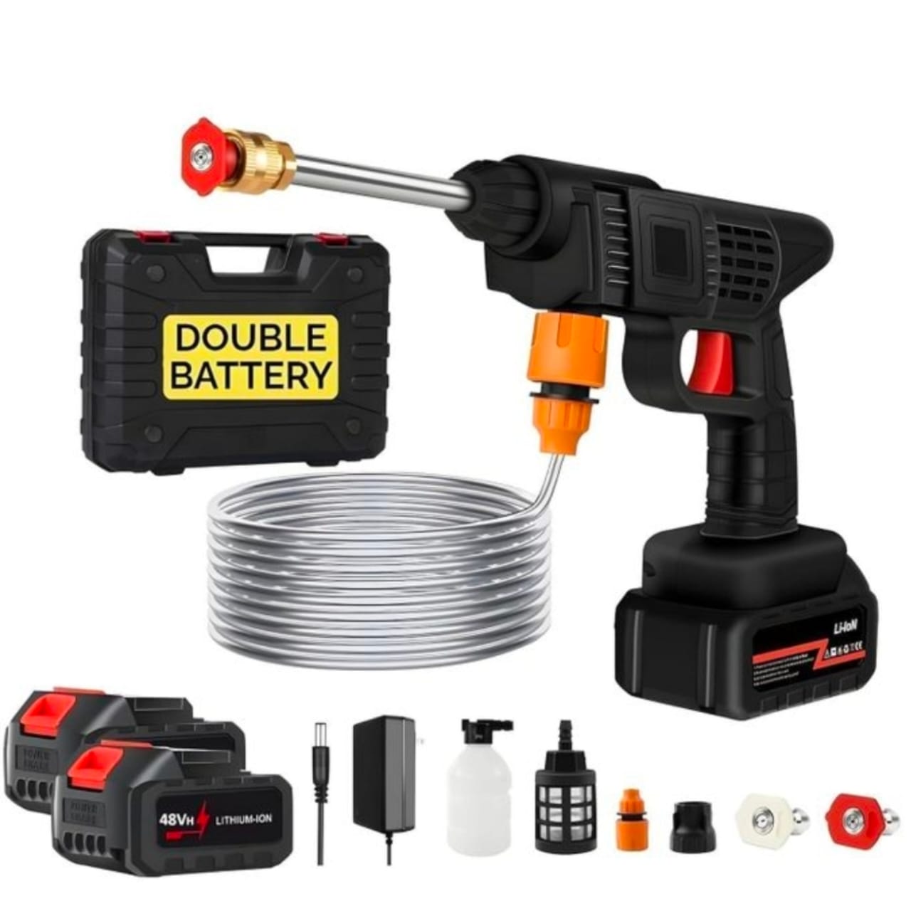 Portable car washer with 2 rechargeable batteries