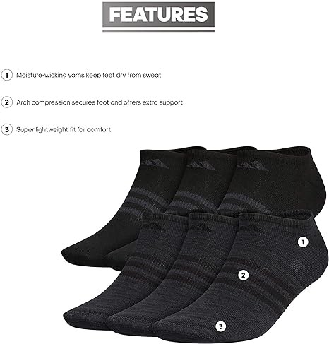 adidas Men's Superlite No Show Socks (6-Pair)
