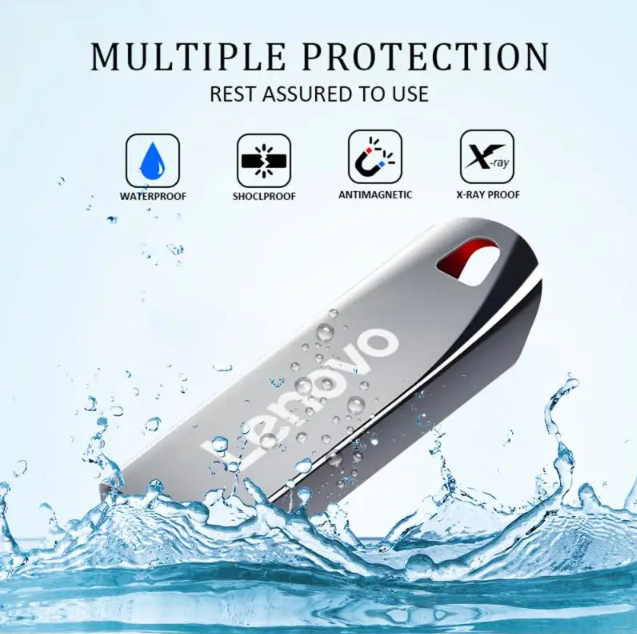 Lenovo 2TB USB Flash Drive - Mini Metal Memory Stick, Creative Business Gift, High-Capacity Silver Storage U Disk