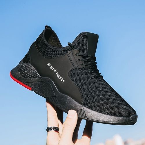 Slip-On Casual Shoes Men's Lace-Up Canvas Shoes Black