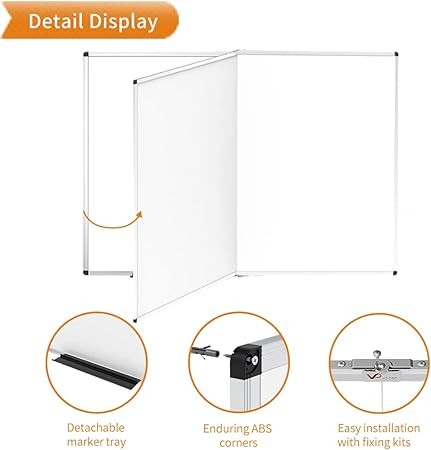 VIZ-PRO Large Dry Erase White Board/Magnetic Foldable Whiteboard, 60 X 36 Inches, Silver Aluminium Frame