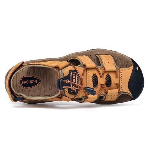 EUR 38-47 Men Sandals High Quality Leather Beach Sandals Man Fashion Outdoor Casual Sneakers Brown