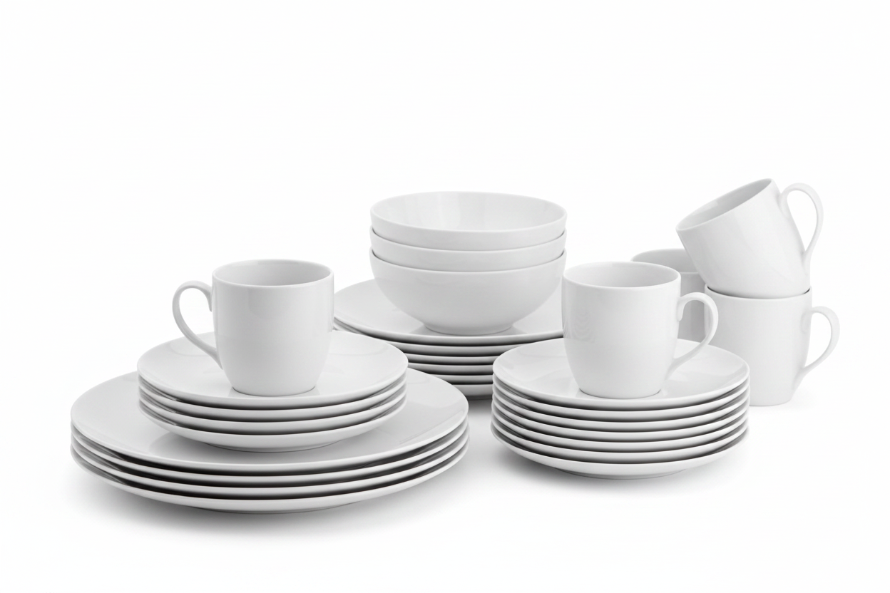 24-Piece Classic White Ceramic Dinner Set