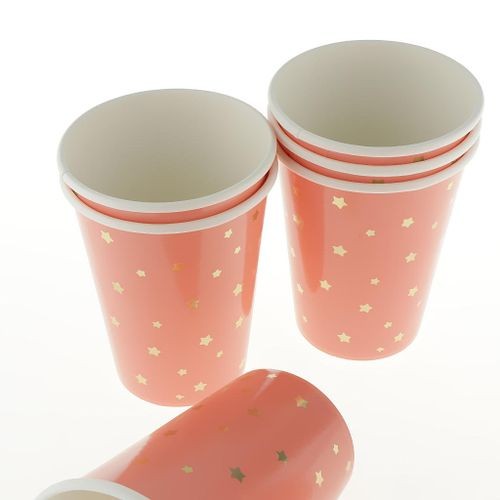 Generic 8 Pieces Gilding Star Disposable Paper Cup Birthday Tableware Red