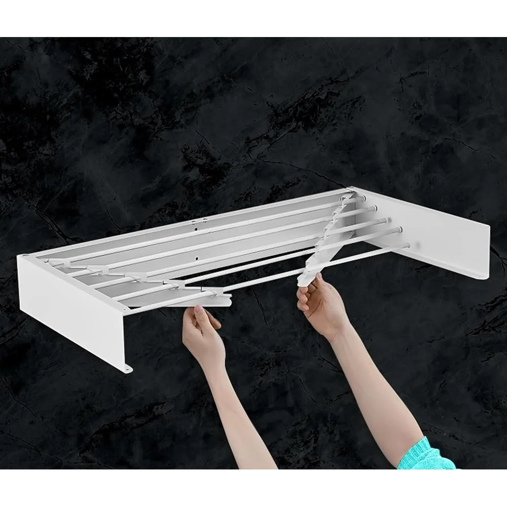 Clothes Drying Rack - Wall Mounted - Silver