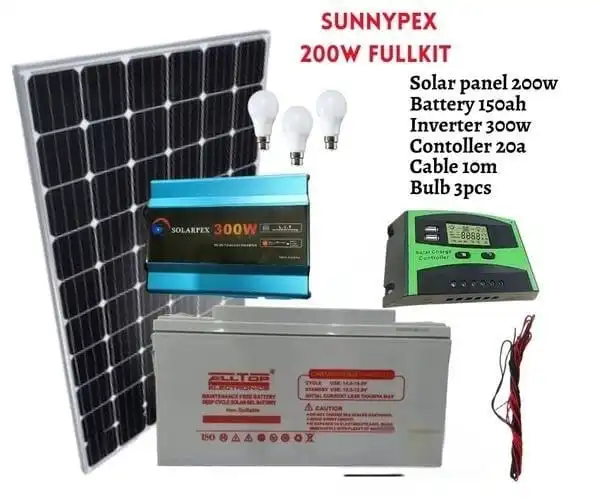 Generic Solar Home System Kit - 200W Panel + Inverter + Battery