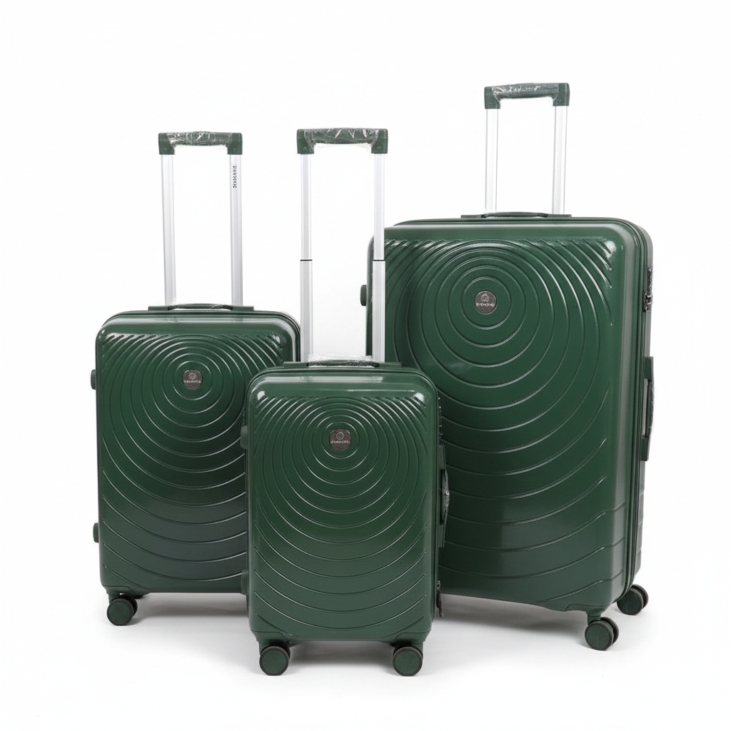 Green Set of 3 Pcs Plastic Rubber Travel Bags