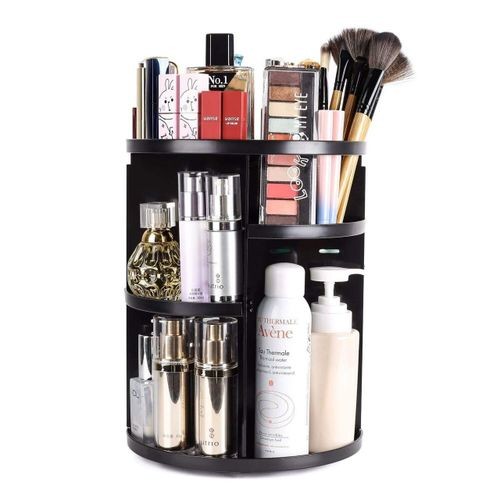 Makeup Organizer Durable 360 Degree Rotating Black