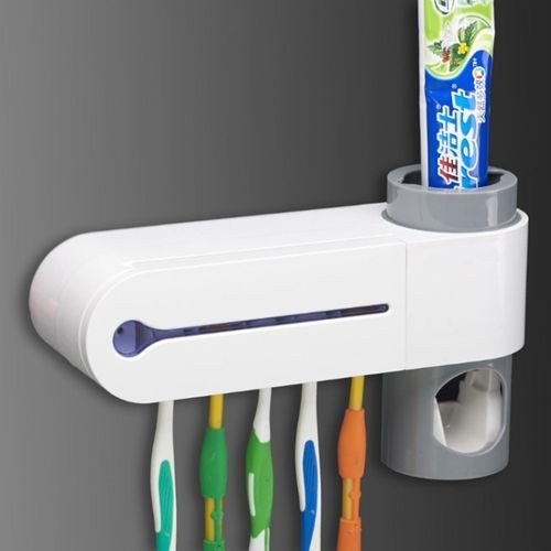 Auto Toothpaste Dispenser UV Toothbrush Sterilizer Holder