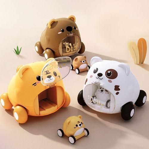 Montessori Baby Toy Cars For 1 Year Old Toddler Birthday Gift Toys Cartoon Car For Babies Boys Interactive Toy For Kids Children2 CarsBear