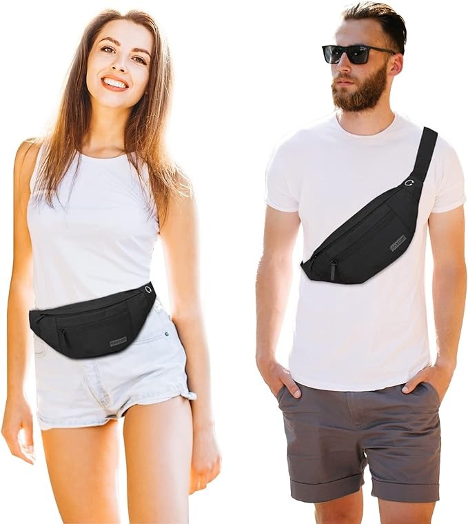 MAXTOP Large Crossbody Fanny Pack with 4-Zipper Pockets,Gifts for Enjoy Sports Festival Workout Traveling Running Casual Hands-Free Wallets Waist Pack Phone...