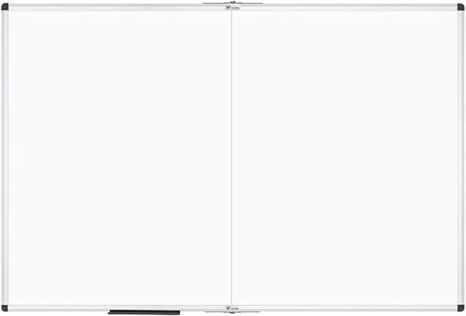 VIZ-PRO Large Dry Erase White Board/Magnetic Foldable Whiteboard, 60 X 36 Inches, Silver Aluminium Frame