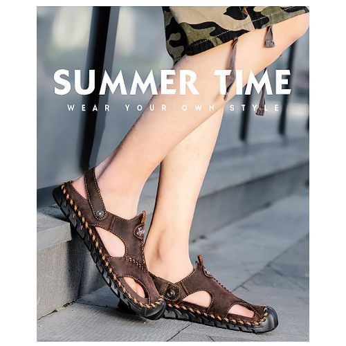 Big Size Mens Sling Back Sandals-Brown