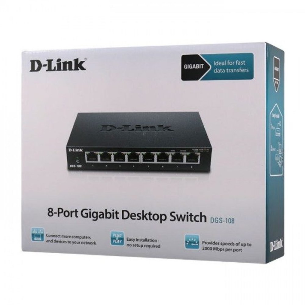 D-Link DGS-108 8-Port Gigabit Switch - Black