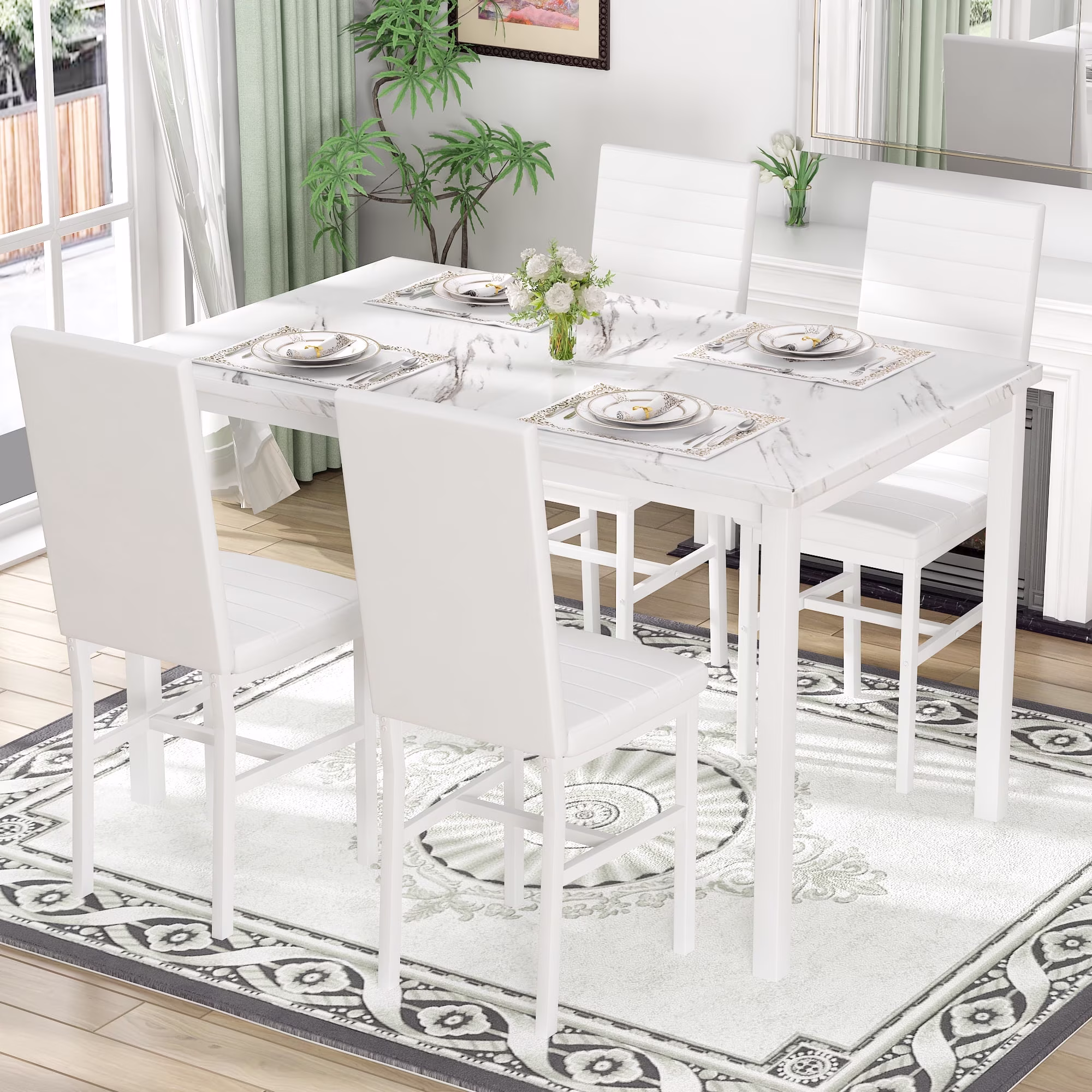 Dining Table Set - 4 Seater - White