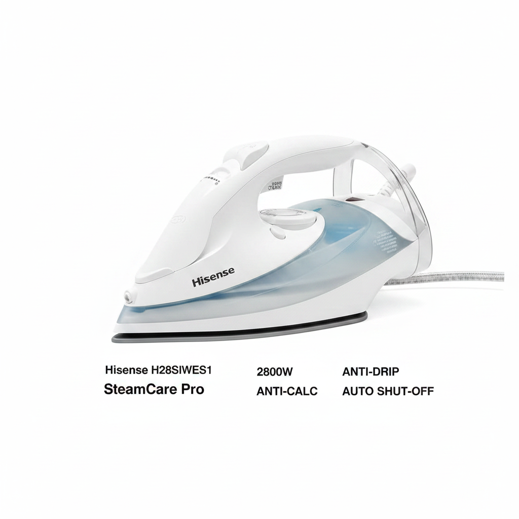 Hisense SteamCare Pro Steam Iron H28SIWES1 | 2800W | Anti-Drip | Auto Shut-Off | XL Soleplate