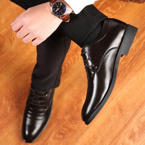 Leisure Mens Business Leather Shoes Non-slip Formal Leather Shoes Red