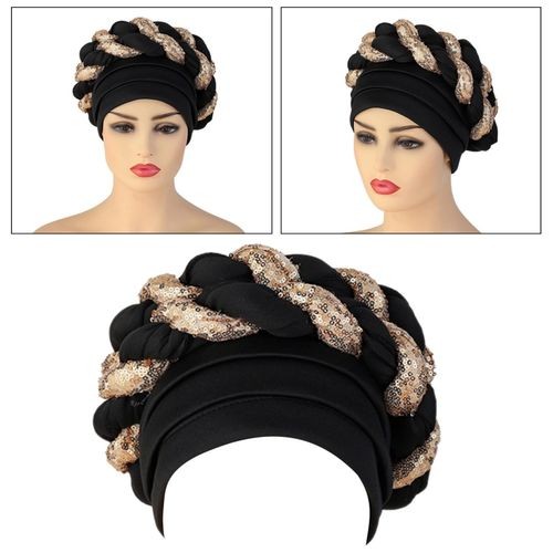 Female Fashion African Headscarf Birthday Gift Black