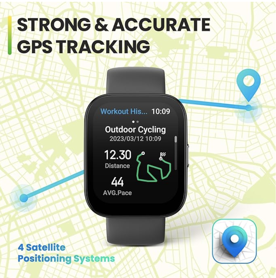 Smart Watch 46mm, GPS, Bluetooth Calling, 10-Day Battery, Step Tracking, Heart-Rate Monitoring