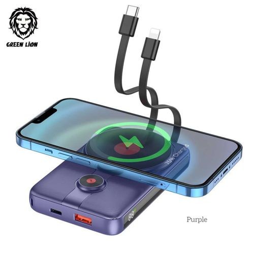 Green Lion 2 in 1 Magsafe Power Bank 10000mAh PD 20W QC3.0 22.5W Purple