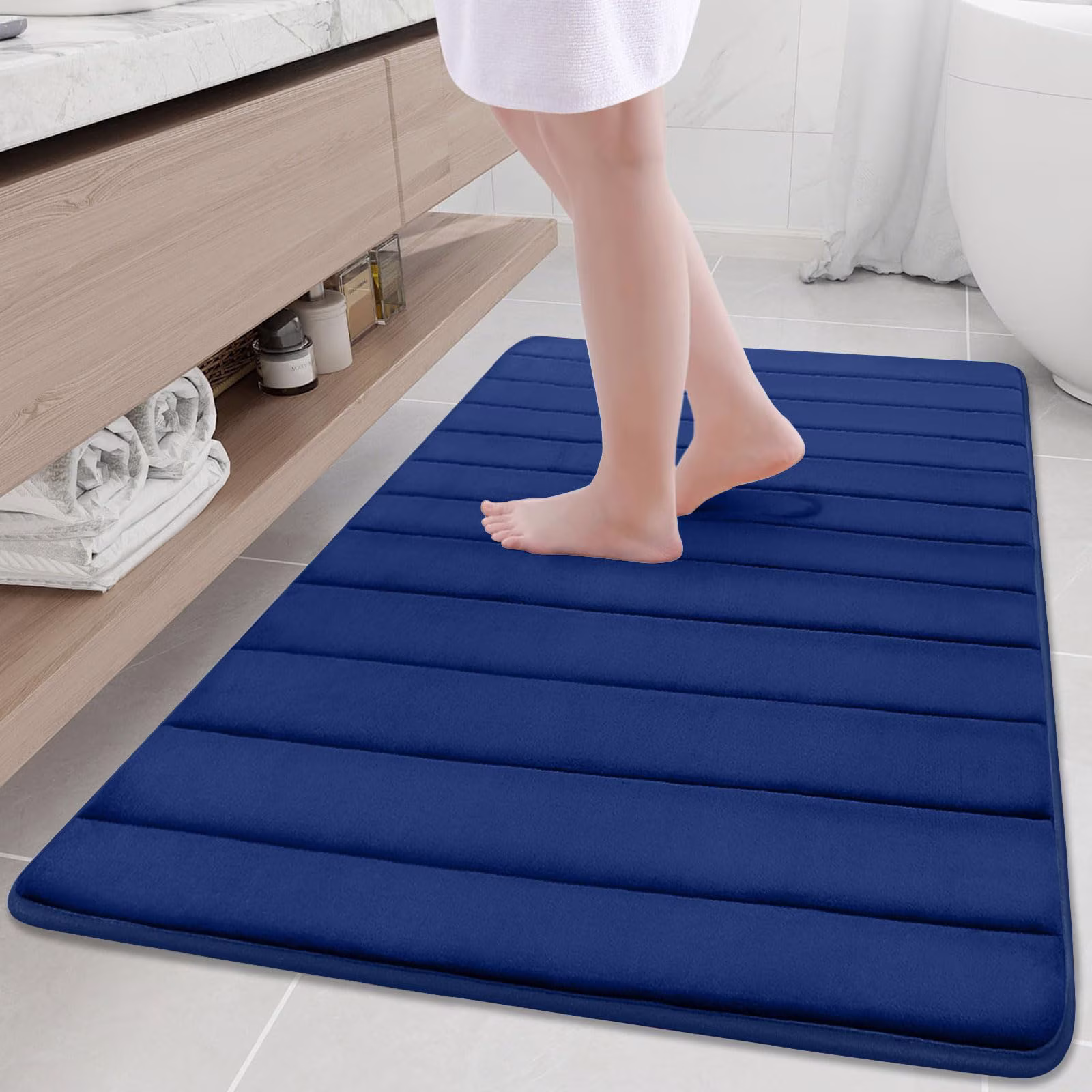 Bath Mat - Memory Foam - Blue