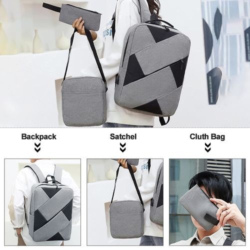 Men Laptop Backpack Bag Set Rucksack Travel Bag With USB Jack Large Capacity Bag