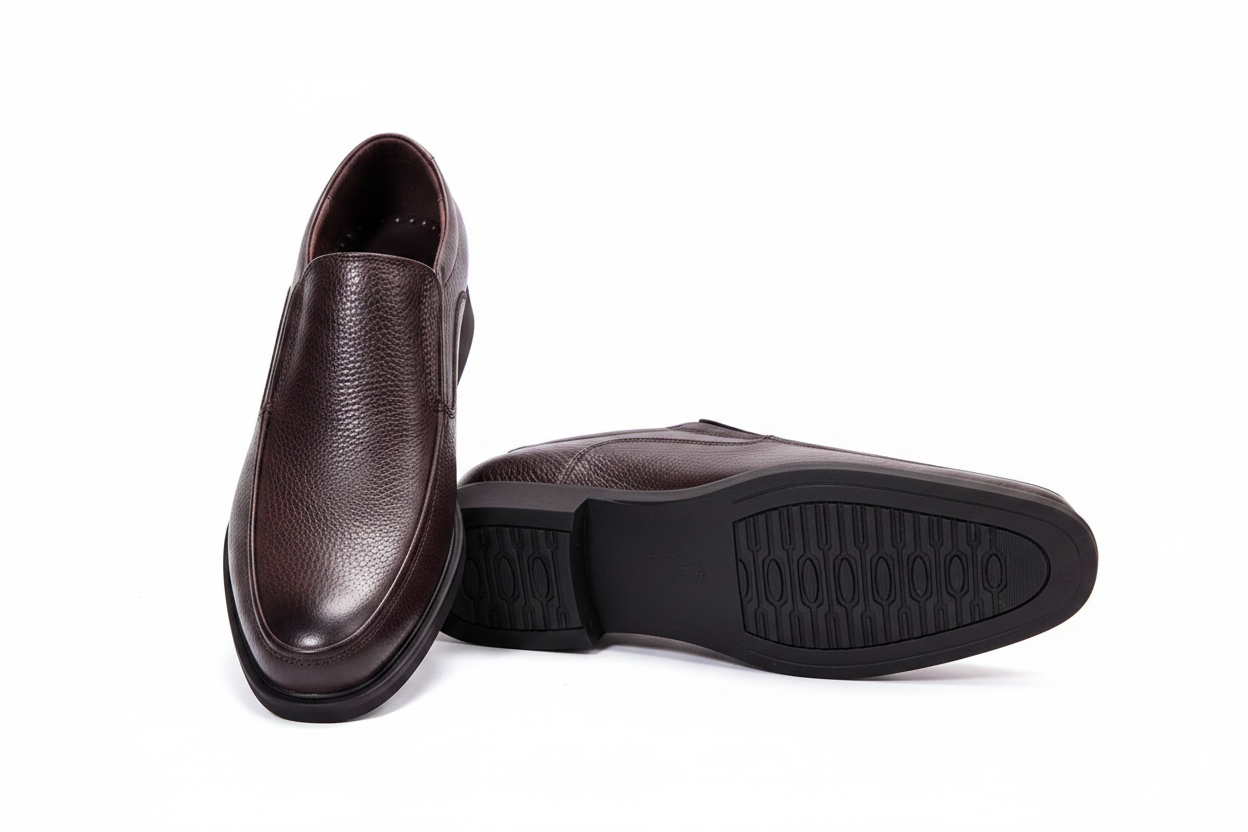 Men's Burgundy Leather Slip-On Loafers