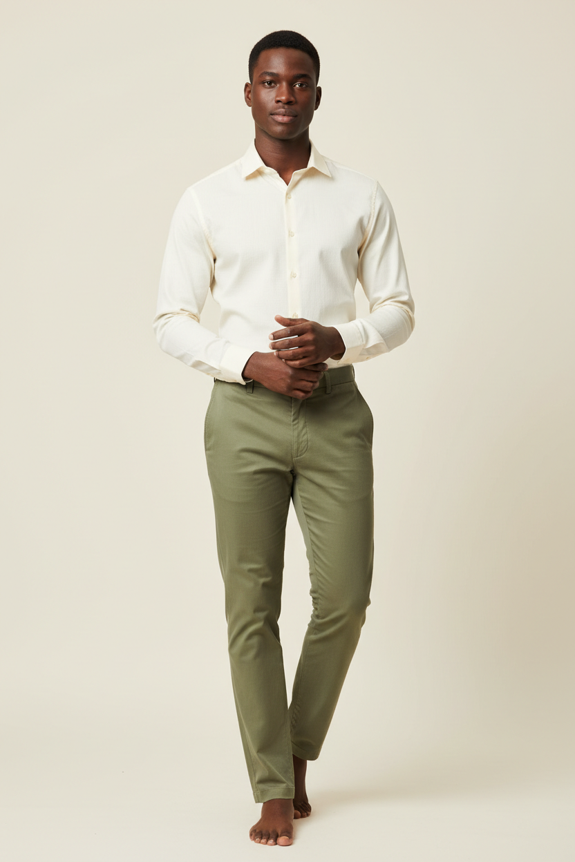 Outfit Combo – Verso Cream Shirt + Khaki Olive Green Pants