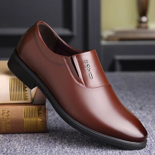 (Brown Summer)Qmaigie Dress Shoes Men 2022 Summer Formal Shoes Men Shoe Leather Mens Wedding Shoes Brown Black Elevator Oxfords Big Size 47 48 JIN