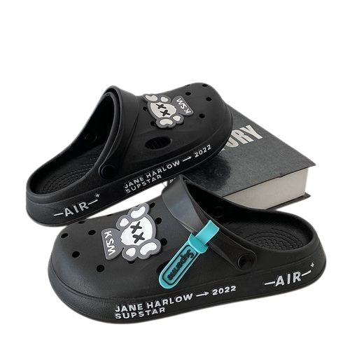 Crocs Sandals Slippers Hole Shoes Men's Thick-soled Non-slip Breathable Black