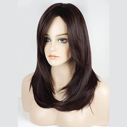 Women Hair Wig Brown 24 Inches Long Straight Wig | Washable Full Head Hair Wig for Birthday, Party, Wedding, Halloween and Cosplay