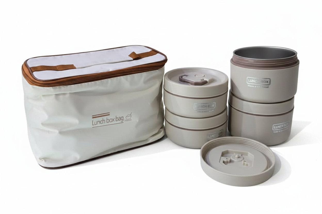 4-Piece Classic Lunch Box Set with Insulated Bag