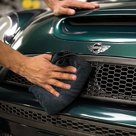 Microfiber Towel, Black, (Safe for Car Wash, Home Cleaning & Pet Drying Cloths) 16" x 16", Pack of 3