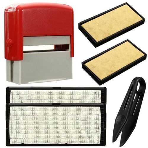 DIY Personalised Inking Rubber Stamp Kit Customised Business Name Address Red