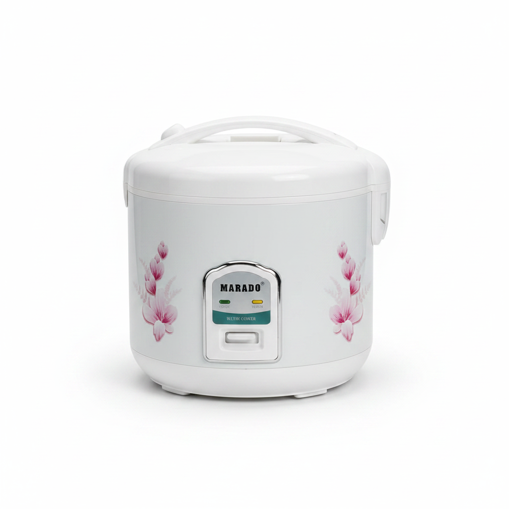 Marado 5 Litre Electric Rice Cooker | Floral Design | Cook & Warm | Non-Stick Pot | White