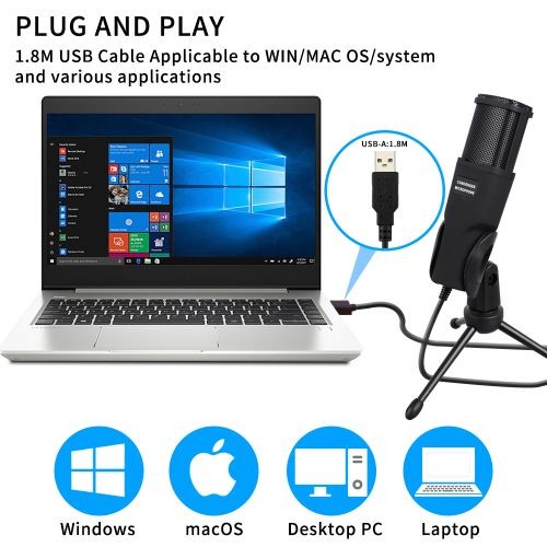 "RVX1 USB Microphone: Professional Condenser Mic for Streaming, Podcasting, and Vocal Recording on PC and PS4"